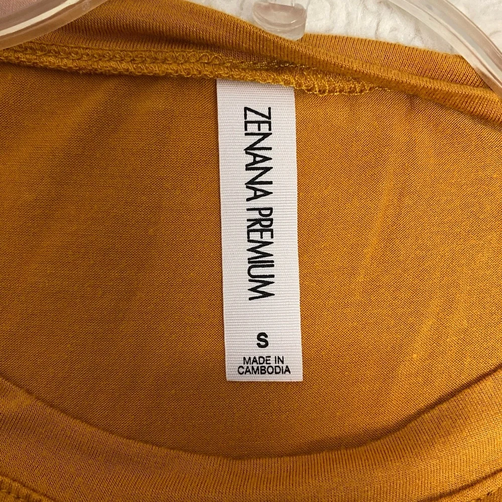 ZENANA Premium Womens Mustard Babydoll Peplum Cotton Blouse Size small - Picture 5 of 5